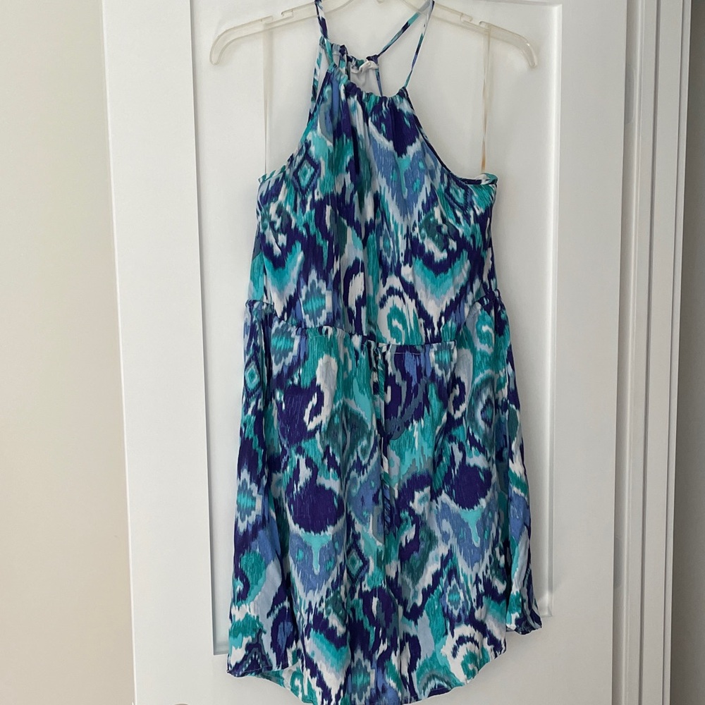 Athleta Blue and Turquoise Patterned Dress